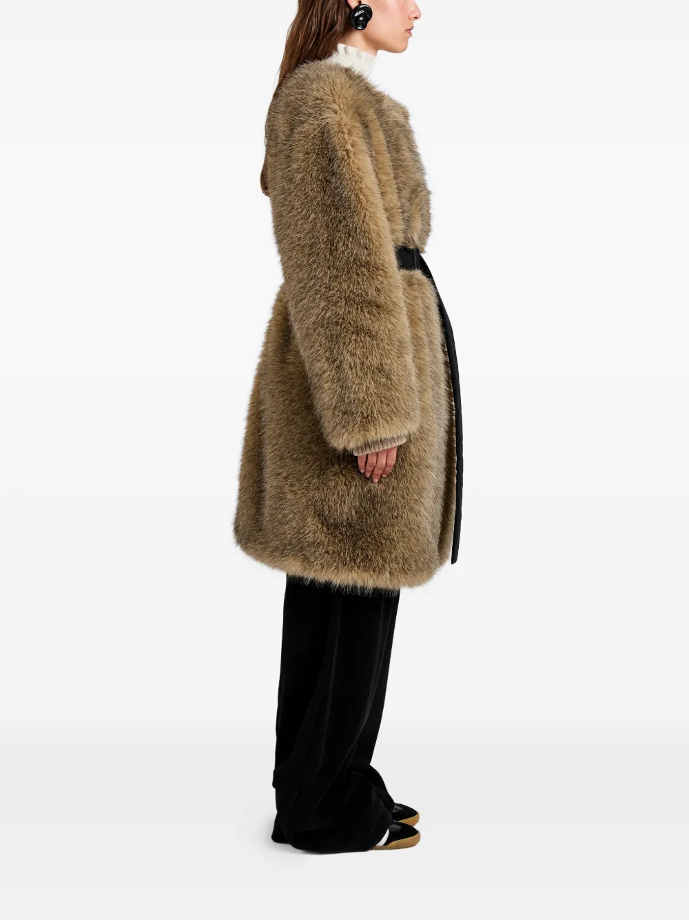 Proenza Schouler White Label Khai jas van imitatiebont met ceintuur Bruin