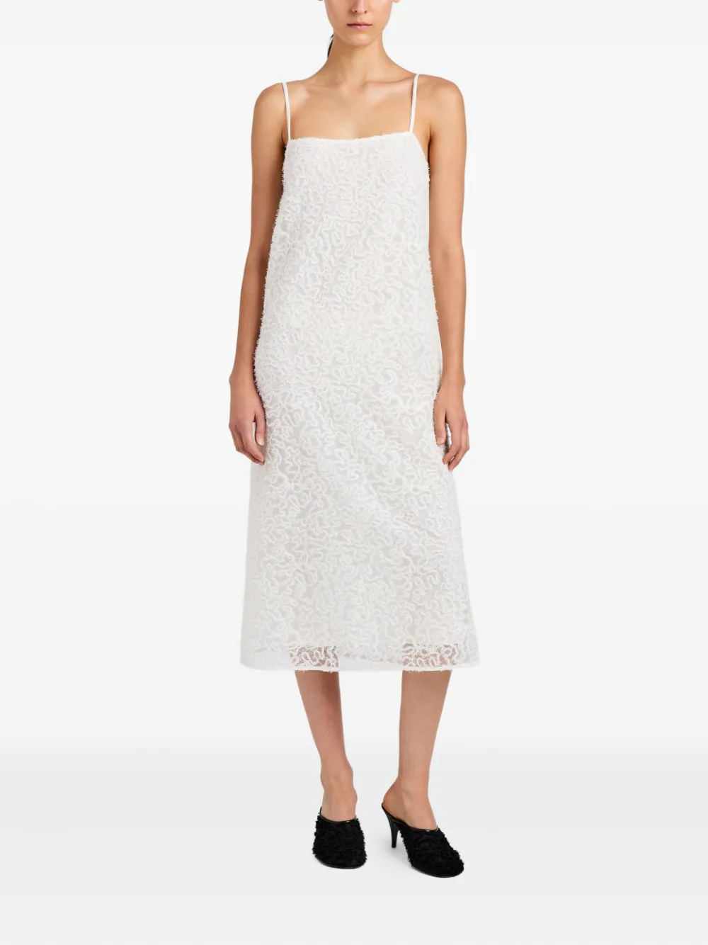 Proenza Schouler Virginie embroidery-detail midi dress - Wit