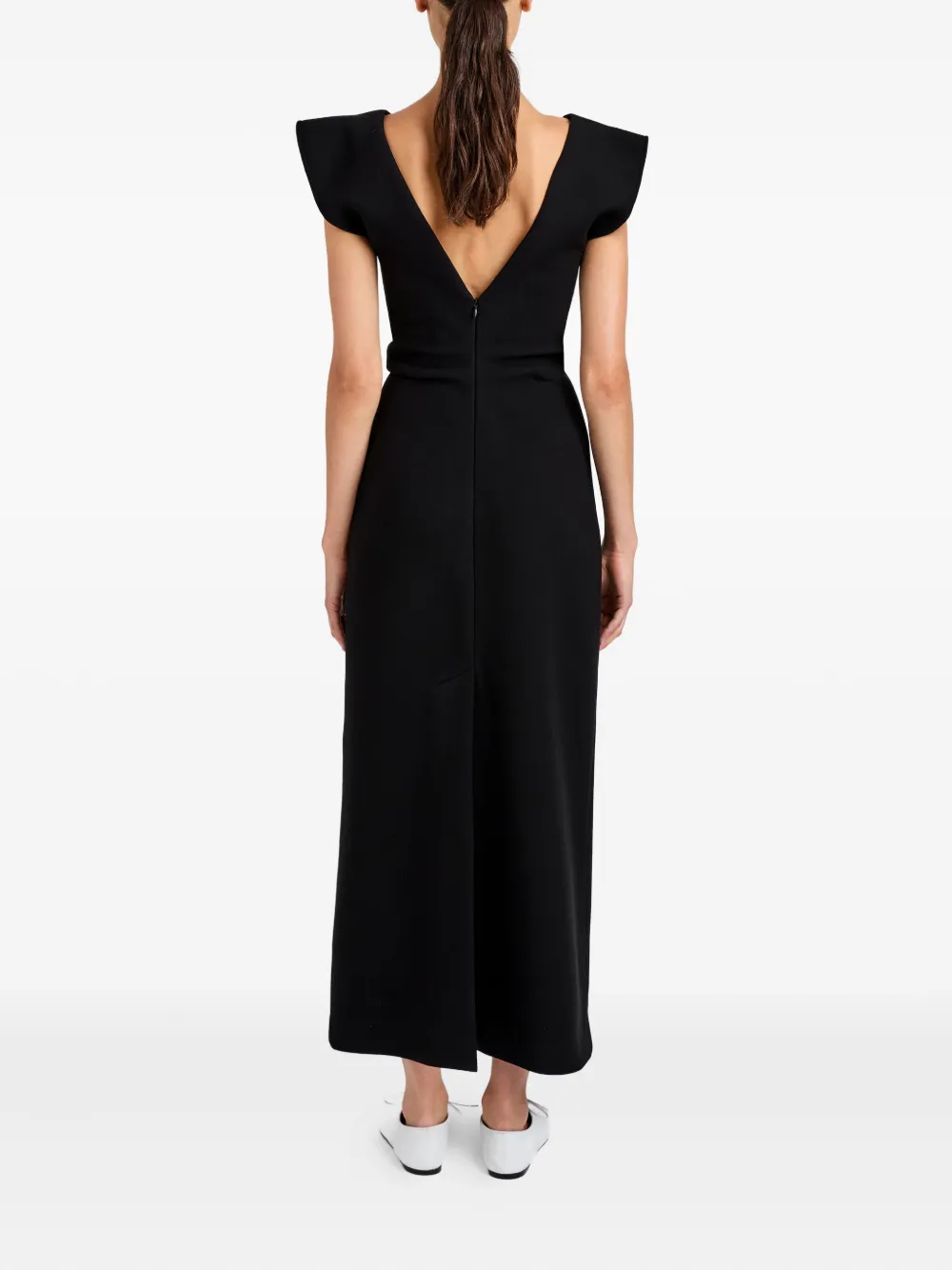 Proenza Schouler Mariam V-neck Midi Dress In Black