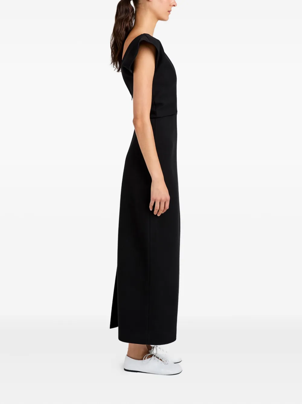 Proenza Schouler Mariam V-neck Midi Dress In Black