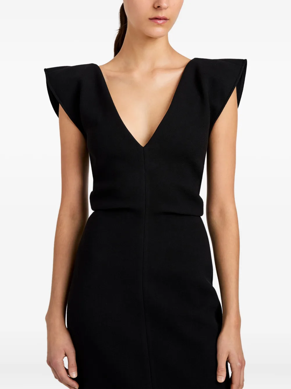 Proenza Schouler Mariam V-neck Midi Dress In Black