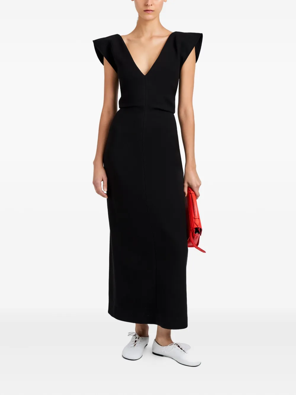 Proenza Schouler Mariam V-neck midi dress - Zwart