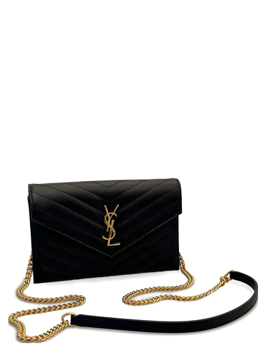 Saint Laurent Chevron chain shoulder bag - ブラック