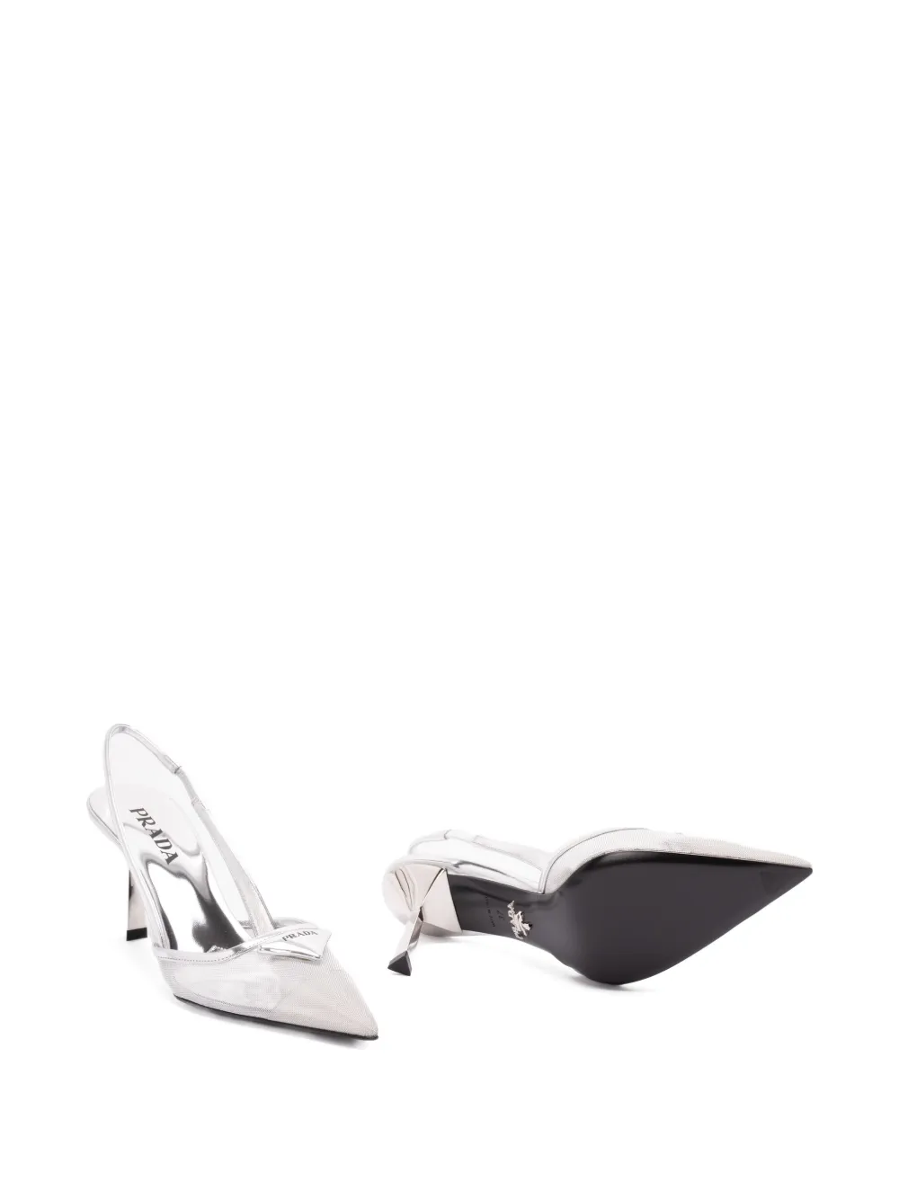 Prada Pointed Slingback Pumps Zilver