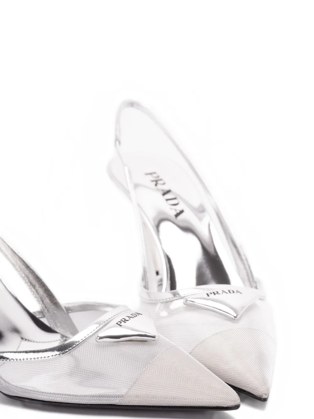 Prada Pointed Slingback Pumps Zilver
