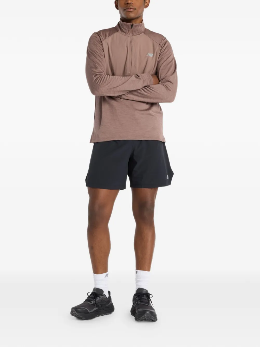 New Balance Sweater met halve rits - Bruin