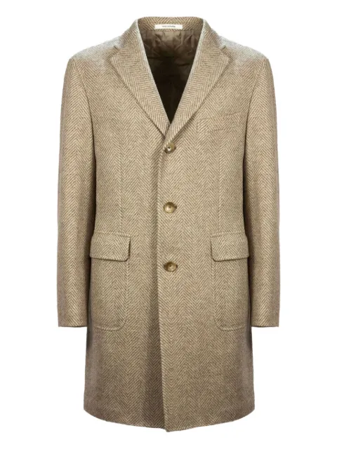 Tagliatore herringbone weave brooch coat