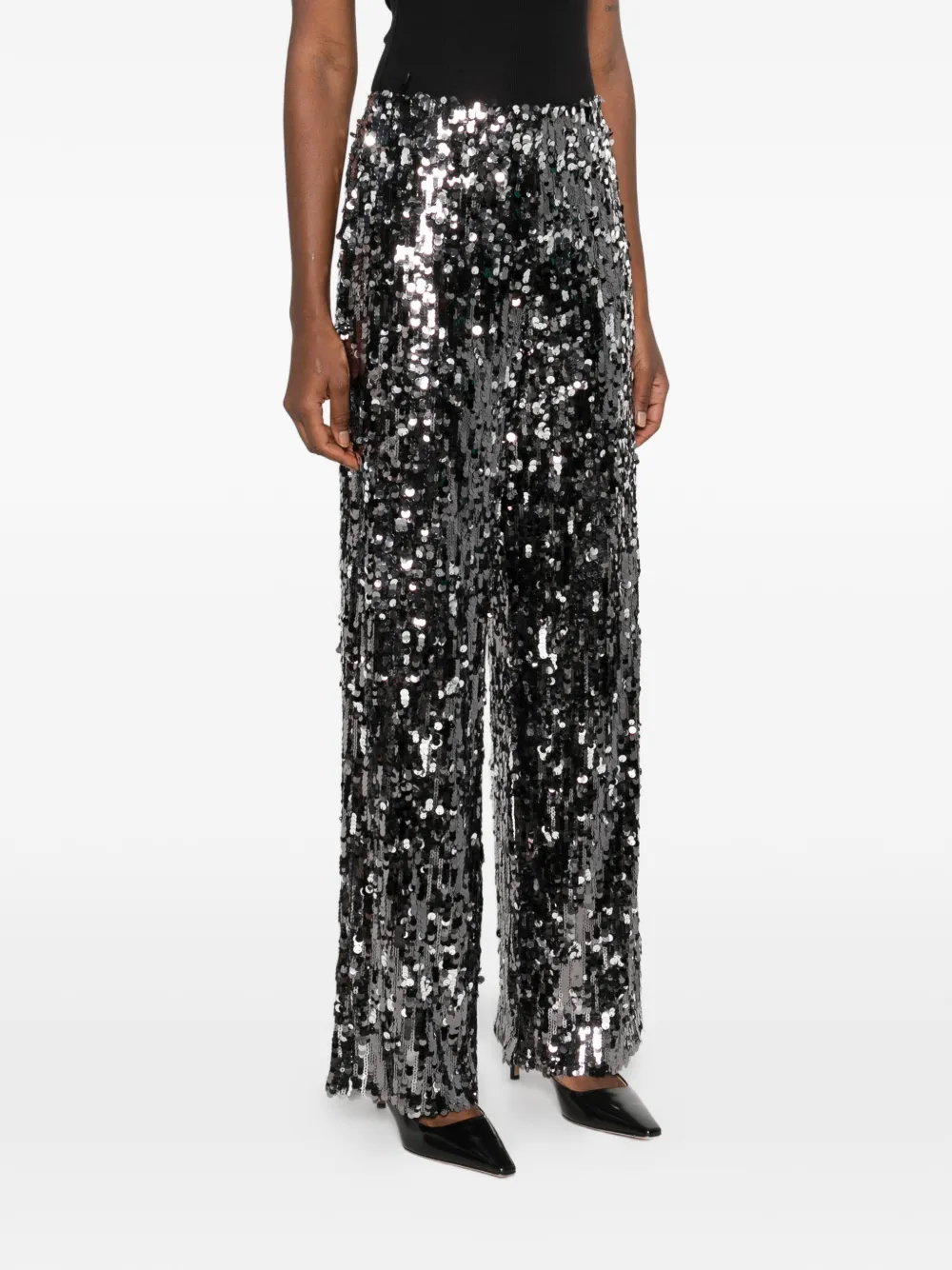 Weekend Max Mara Sequin-embellished Trousers In Black