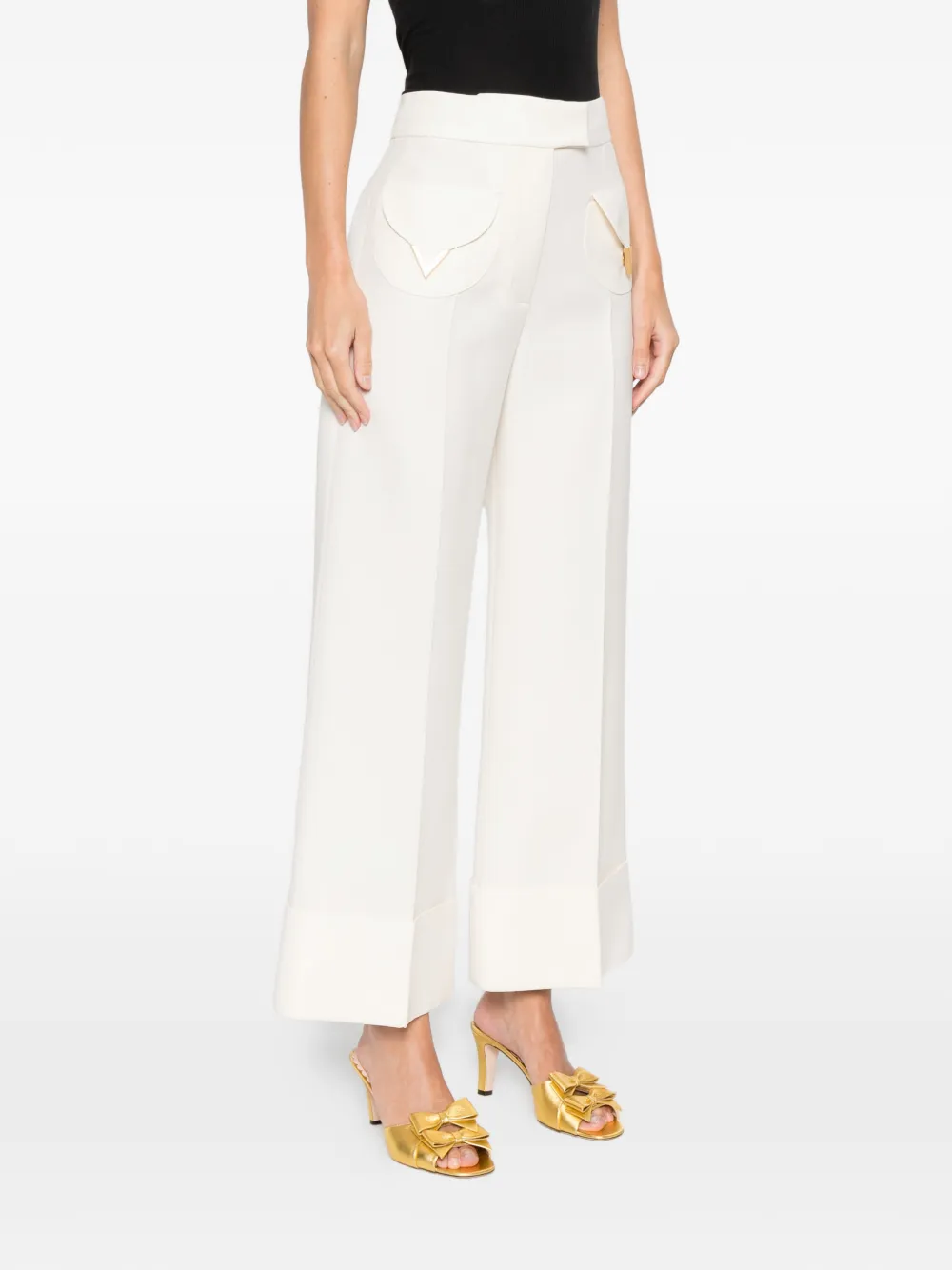 Valentino V-detail Pocket Trousers In White