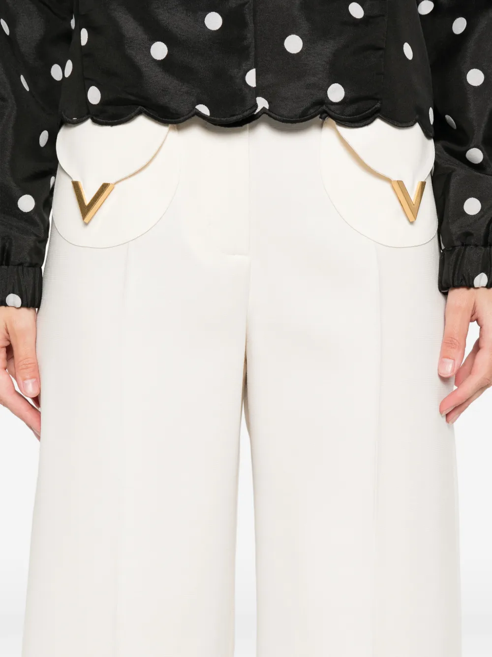 Valentino V-detail Pocket Trousers In White