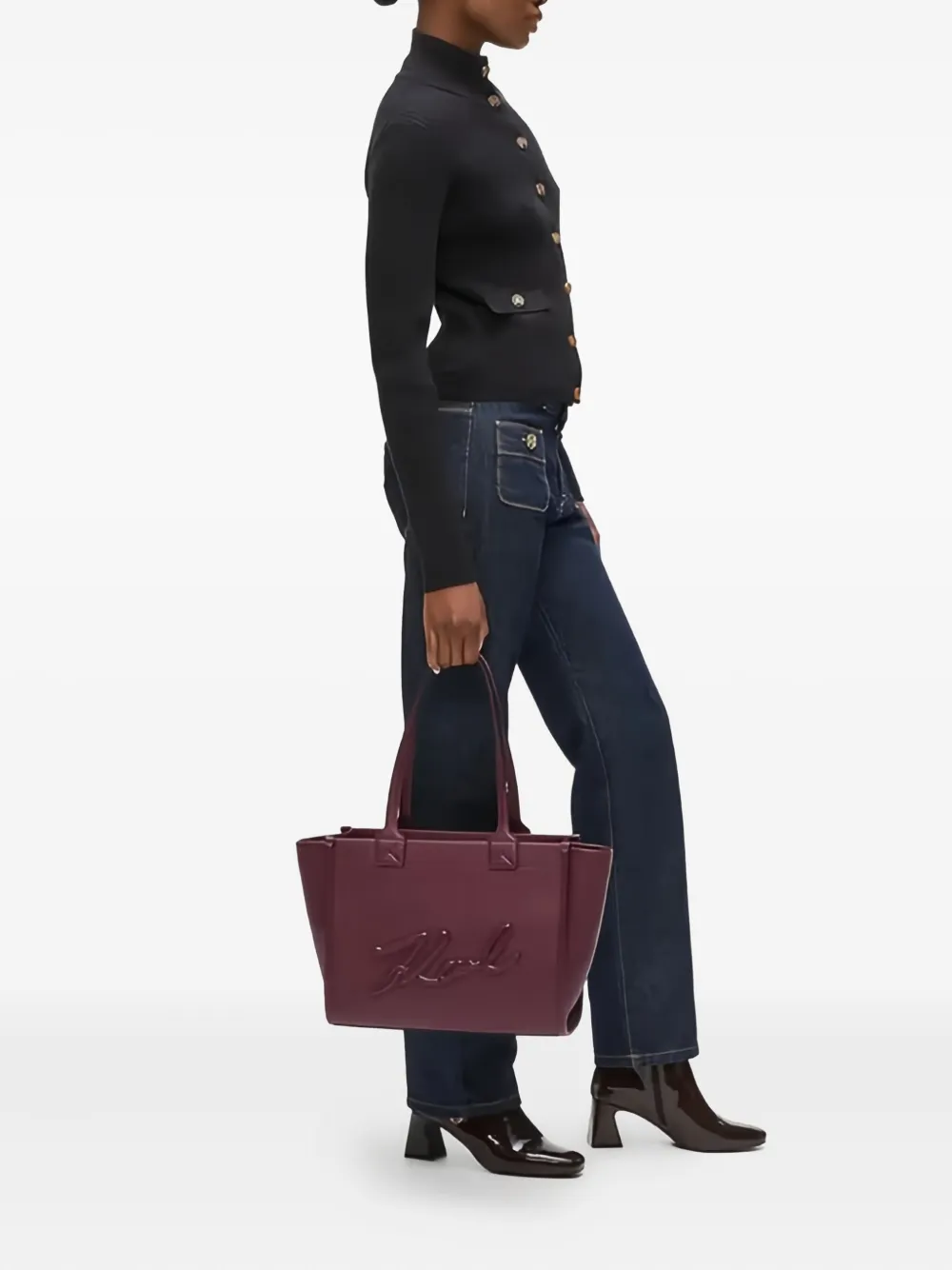 Karl Lagerfeld embossed logo Tote Bag - Paars