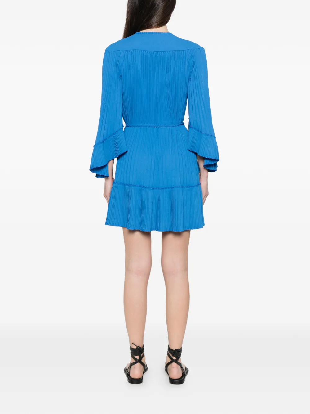 Maje Gevlochten mini-jurk met plooien Blauw