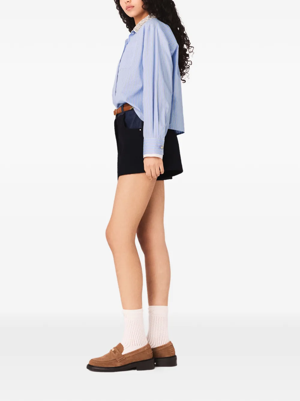 Maje Gestreepte blouse met verfraaide kraag Blauw