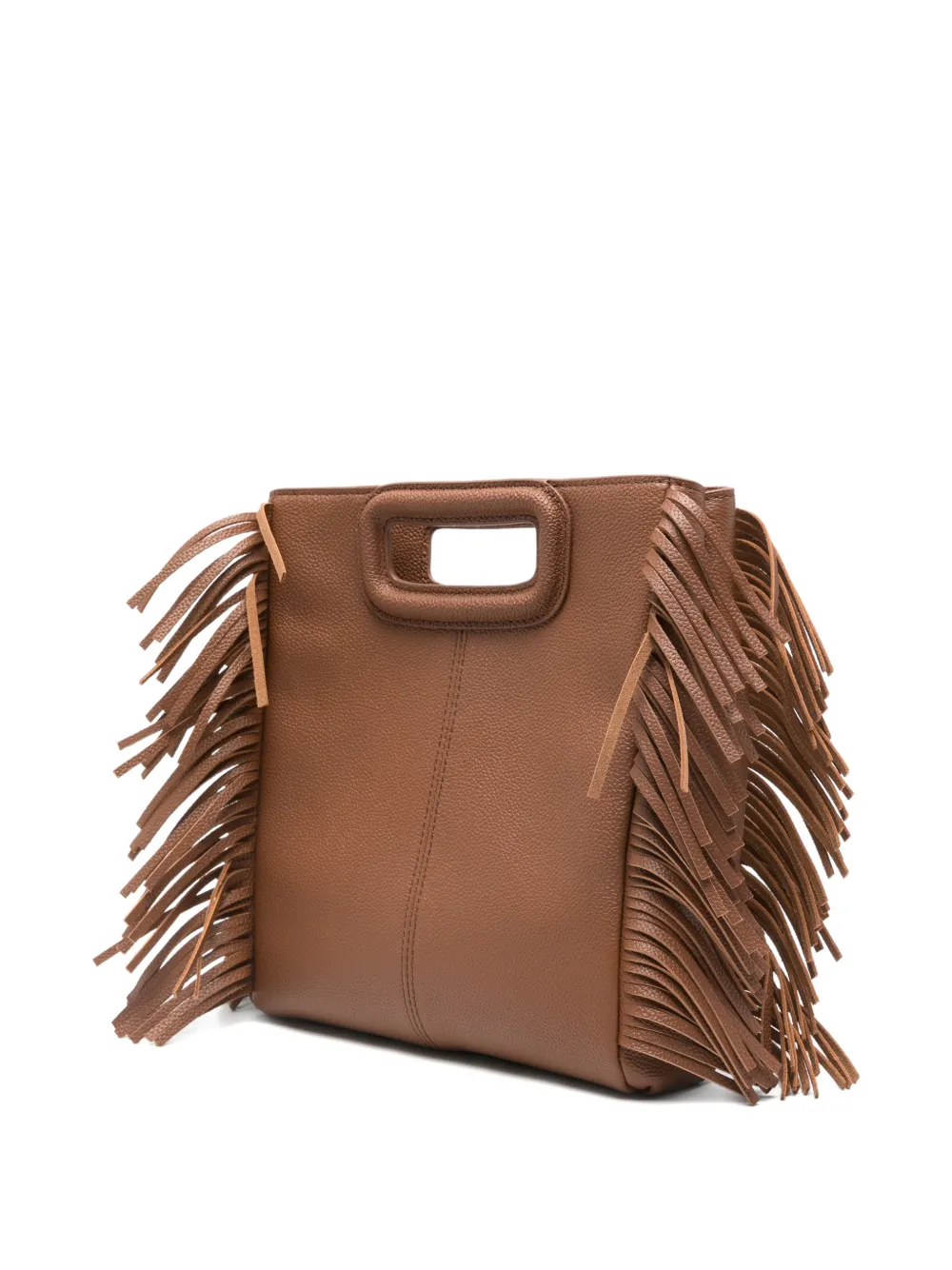  Maje Fringe Handle Tote Bag - Brown 
