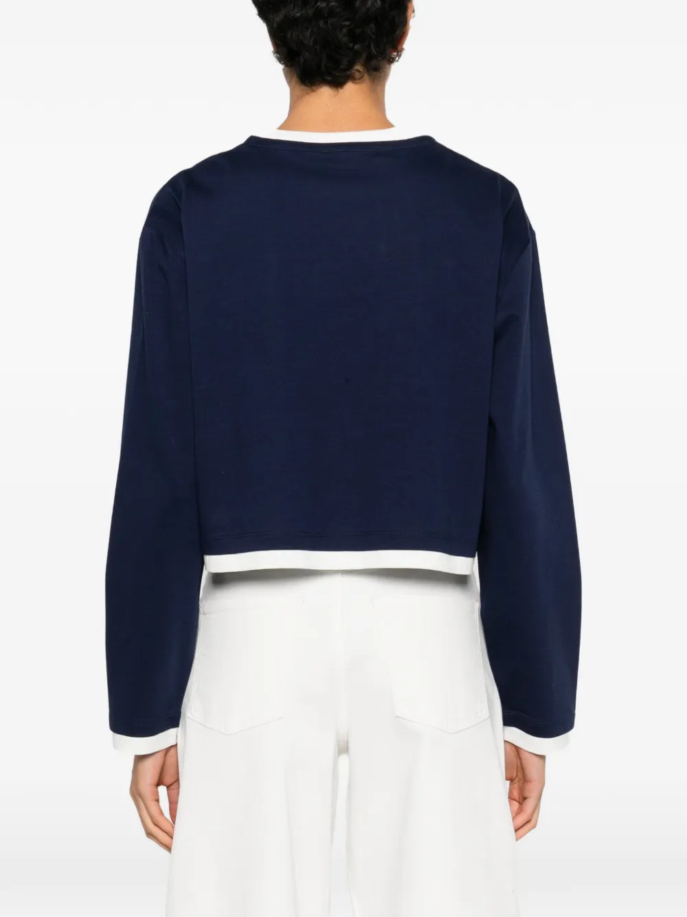 Maje T-shirt met geborduurd logo en lange mouwen Blauw