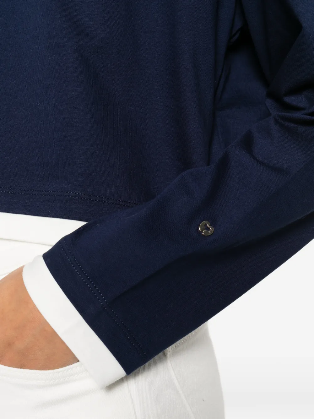 Maje T-shirt met geborduurd logo en lange mouwen Blauw