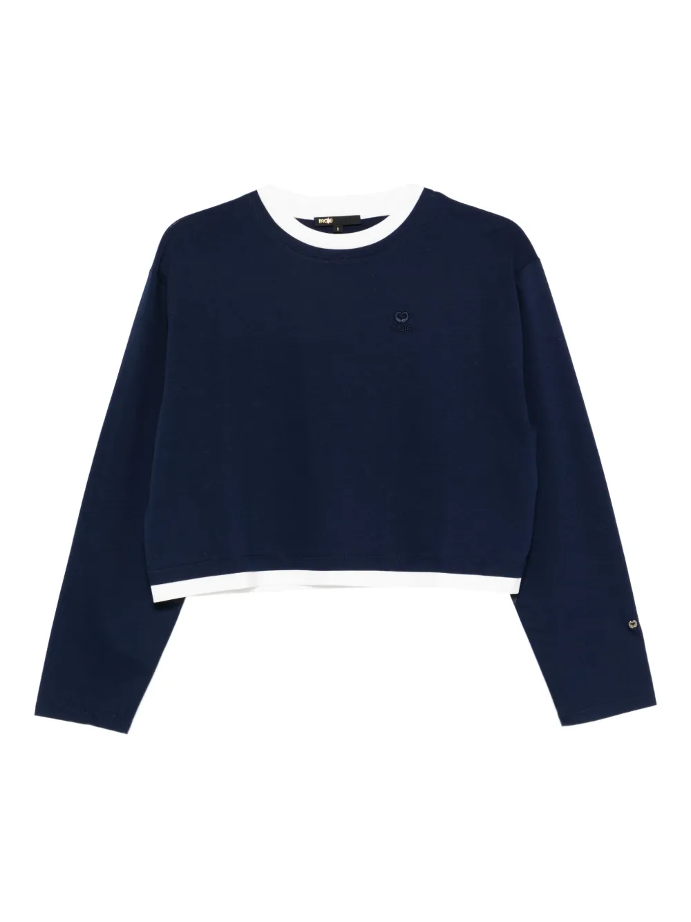 Maje long-sleeve logo-embroidered top - Blau