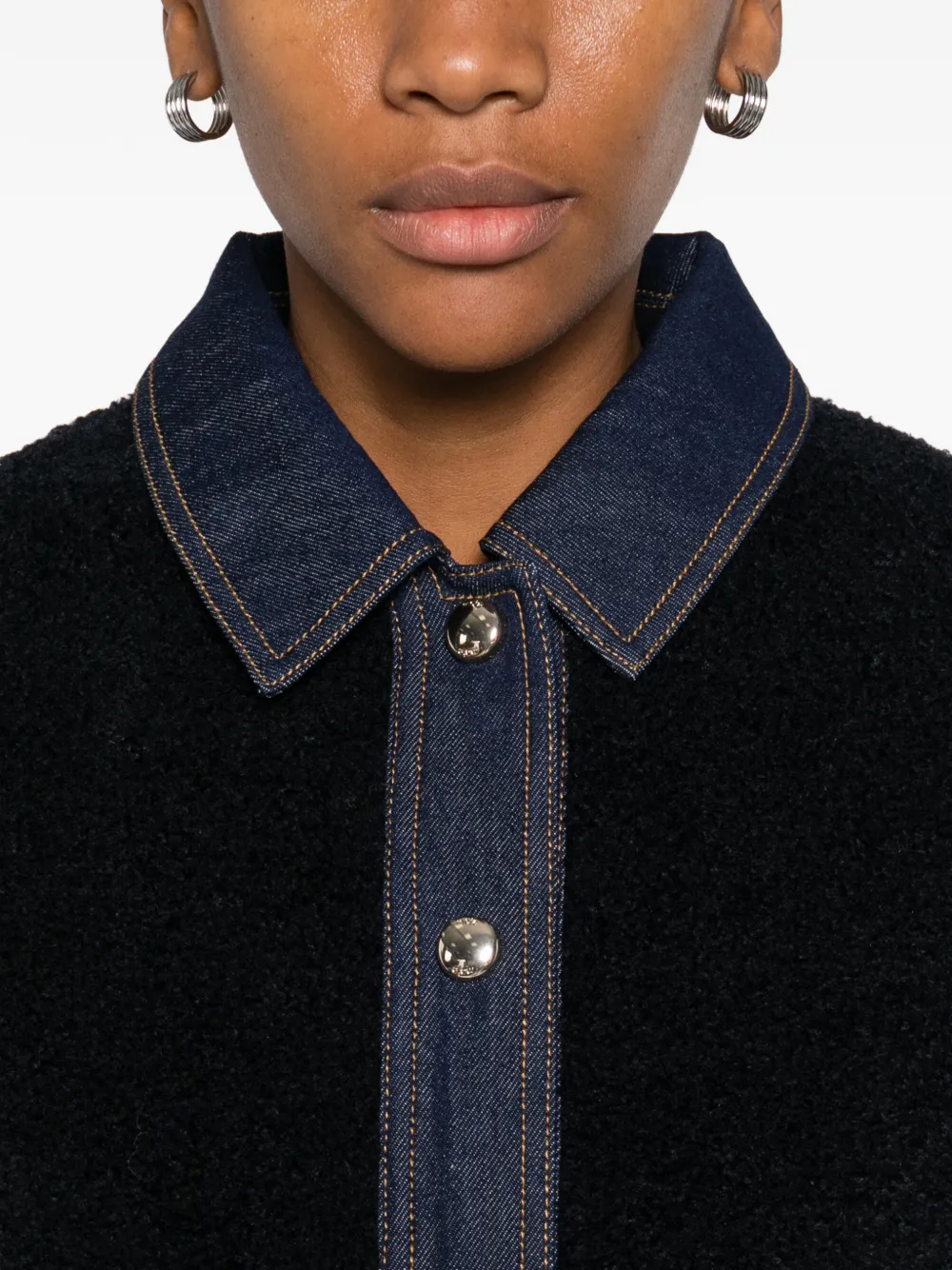 Maje Lammy jack met denim afwerking Blauw
