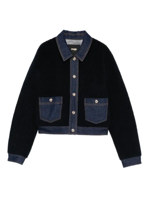 Maje denim-trim shearling jacket