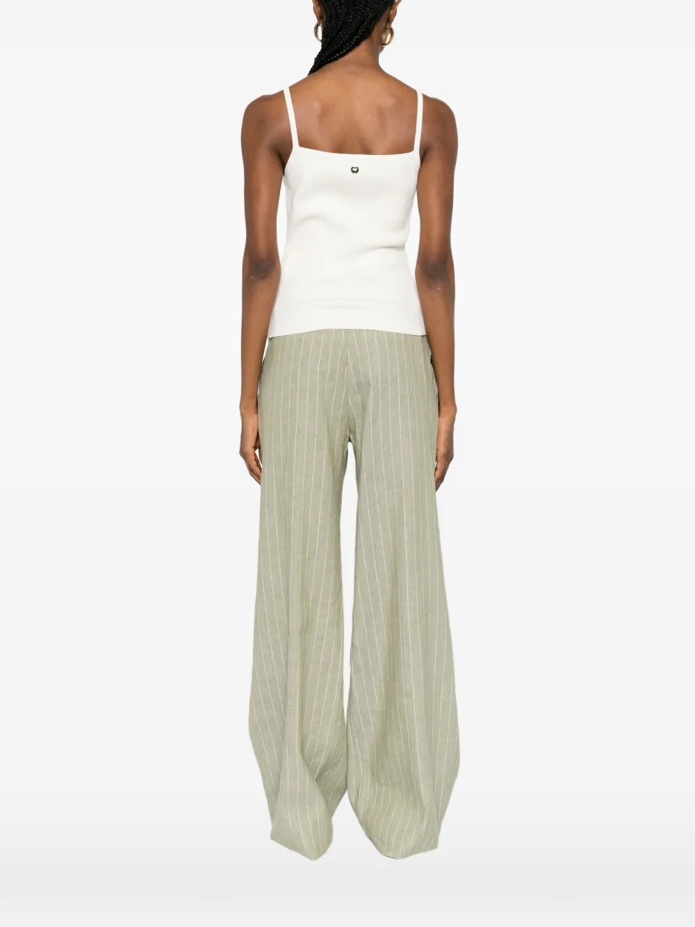Maje Womens White Square-neck Ribbed Cotton-blend Top
