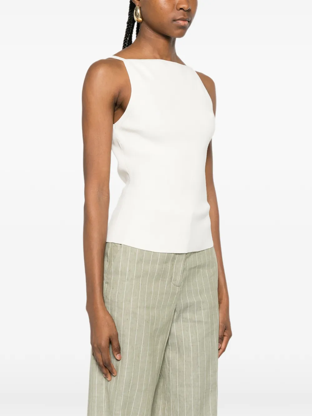 Square-Neck Ribbed Top