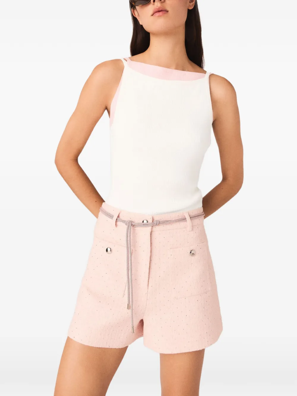 Maje square-neck ribbed top - Toni neutri