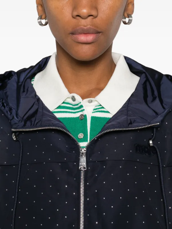 Maje rhinestone-embellished Hooded Jacket | Blue | FARFETCH