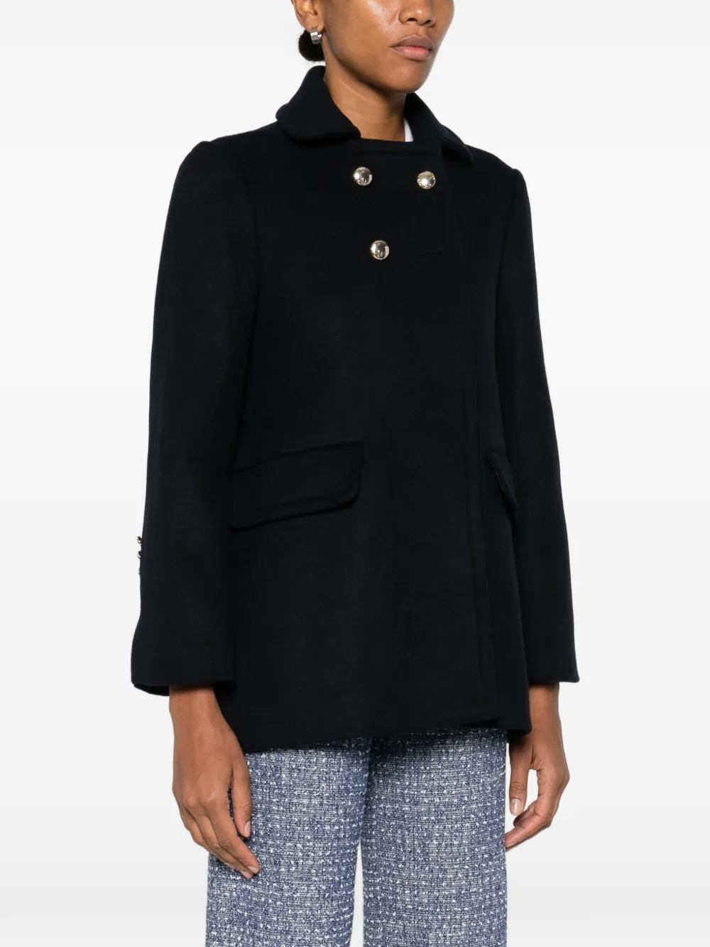  Maje Double-breasted Coat - Blue 