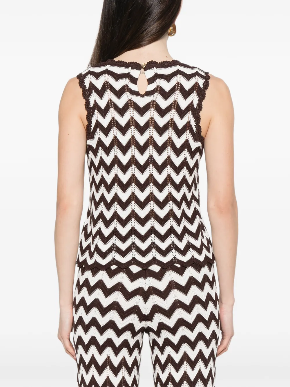 Maje Gehaakte top met chevron patroon Bruin