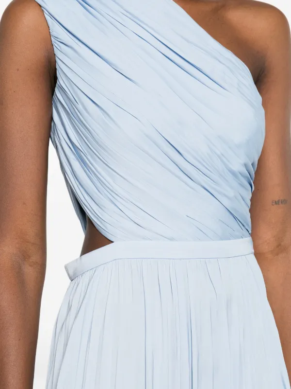 maje one shoulder dress Asymmetrical pleated maxi dress Navy for Women