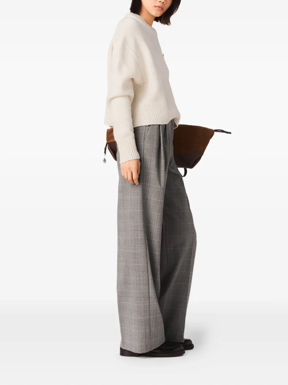  Maje Checked-pattern Trousers - Grey 