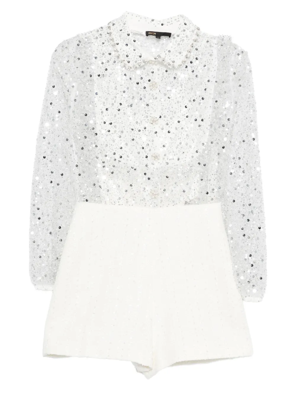 Maje embellished collared jumpsuit | White | Image 1