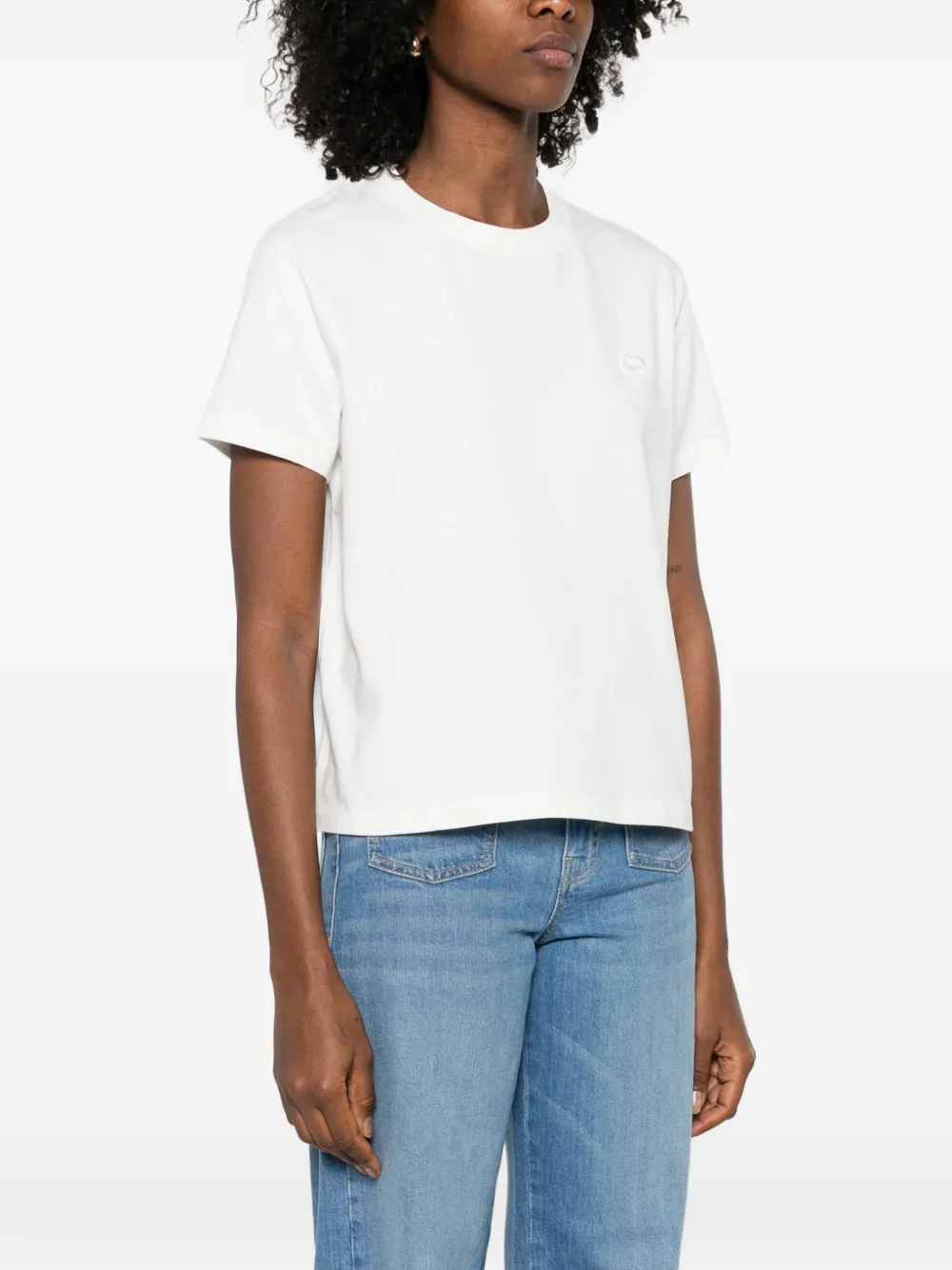 Maje T-shirt met klein geborduurd logo Wit