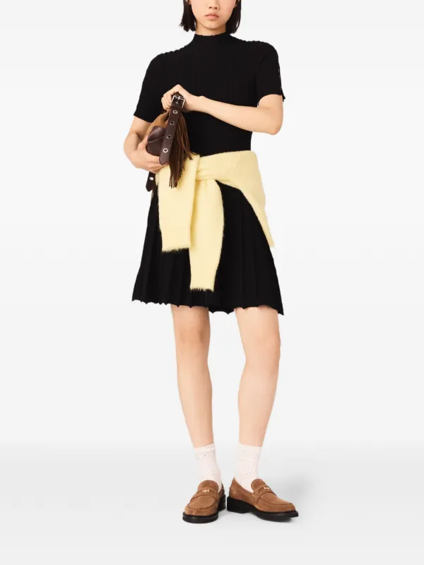 womens knitted mini dress Get On Down Long Sleeve Knit Mini Dress Off White main image 0