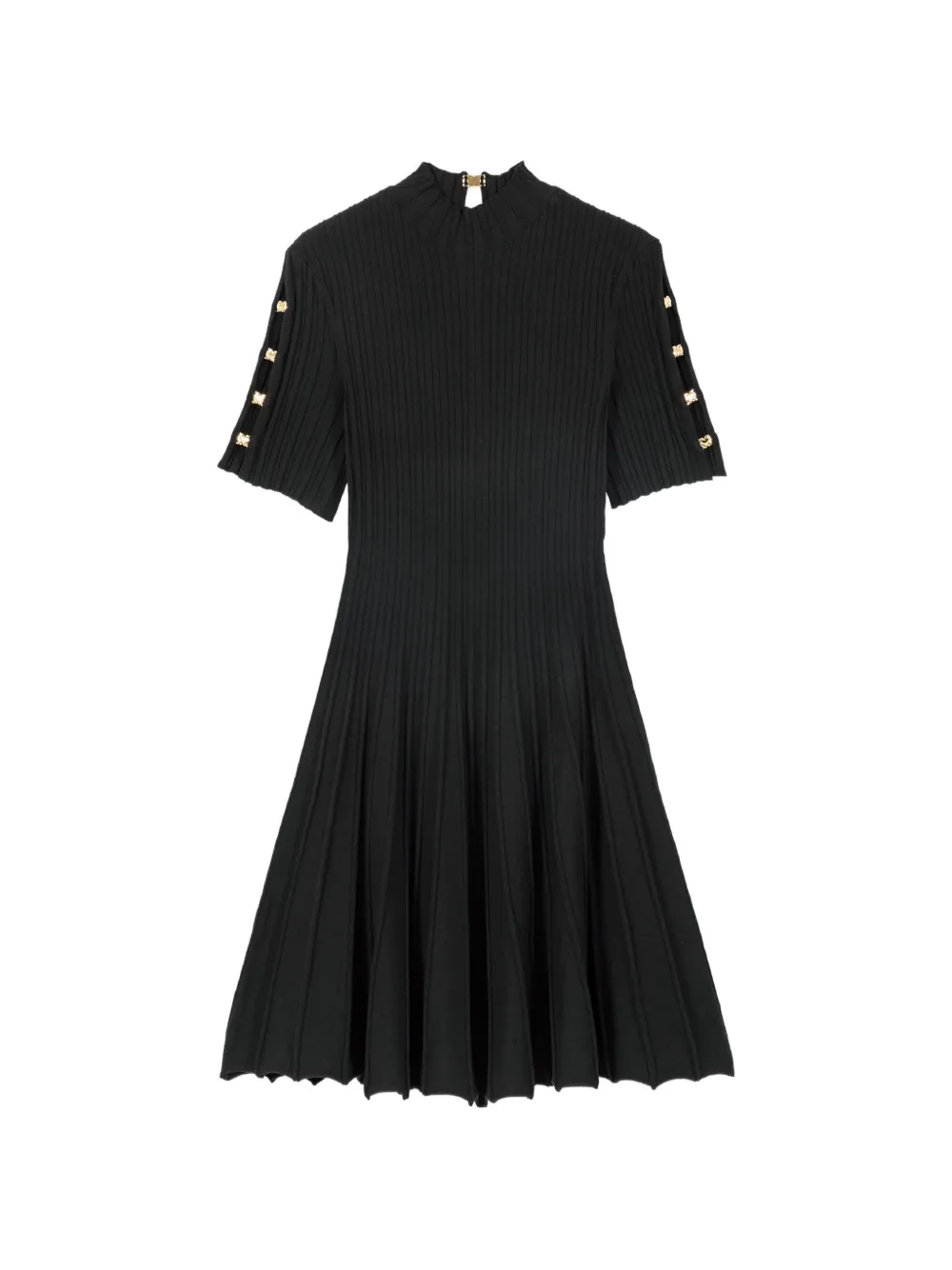Maje ribbed-knit pleated dress - Nero