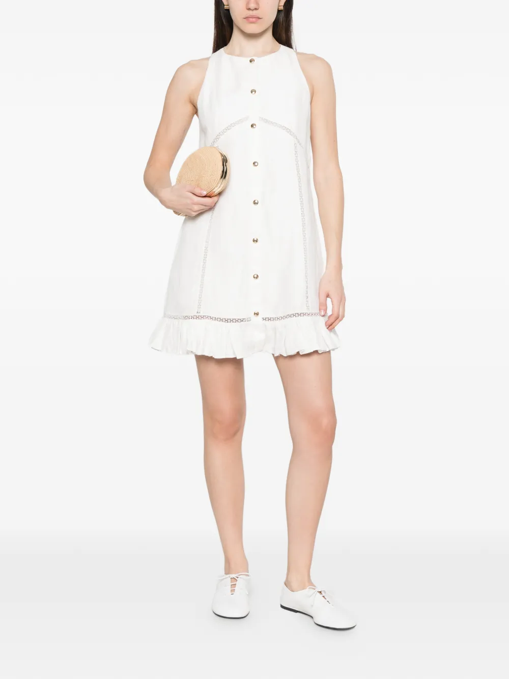 Maje Mini-jurk met ruches afwerking Wit