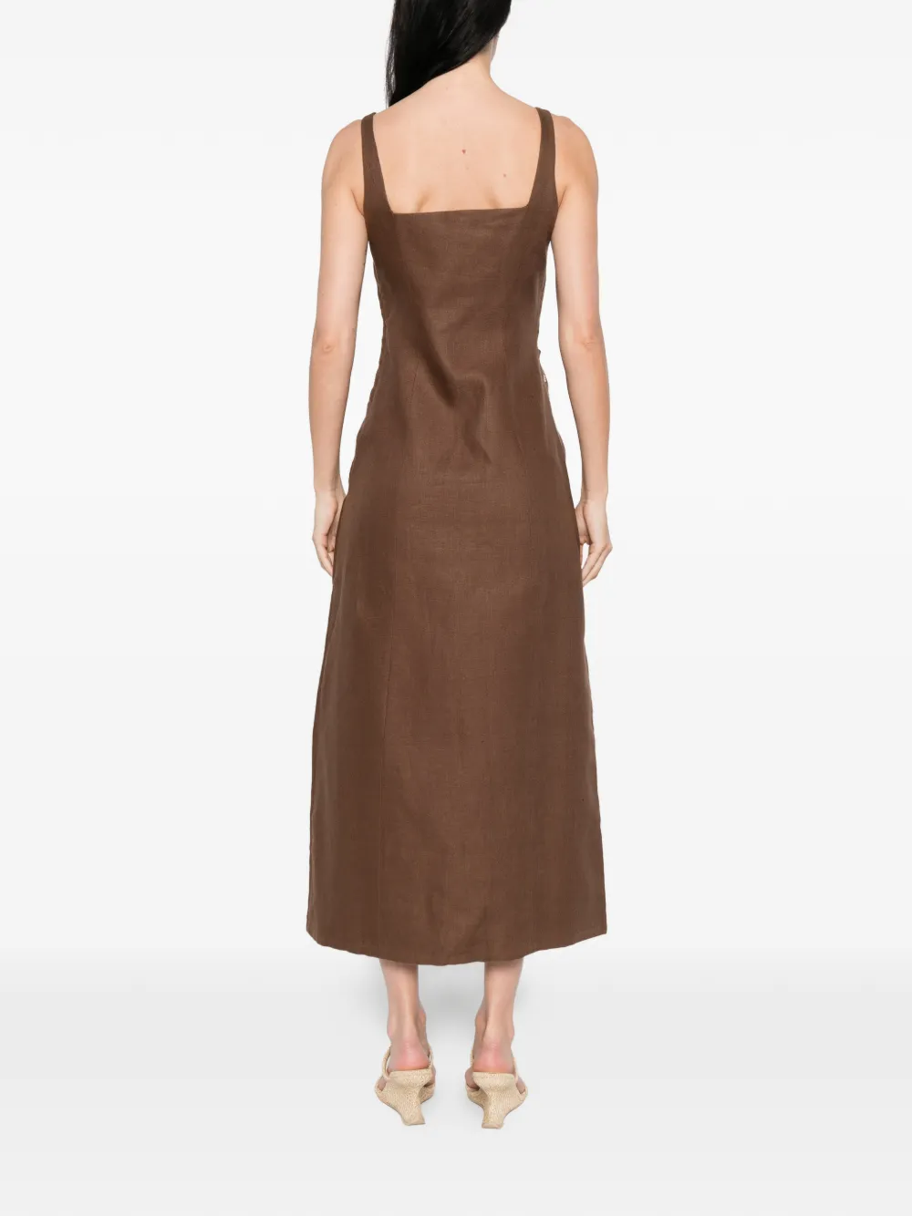 Maje Midi-jurk met ringlets Bruin