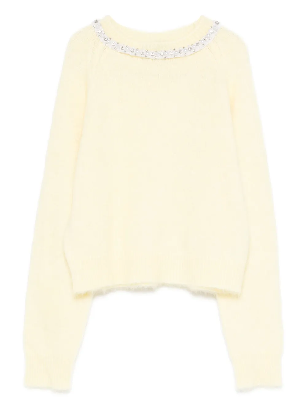 Maje suéter con cuello redondo y detalles | amarillo | Image 1