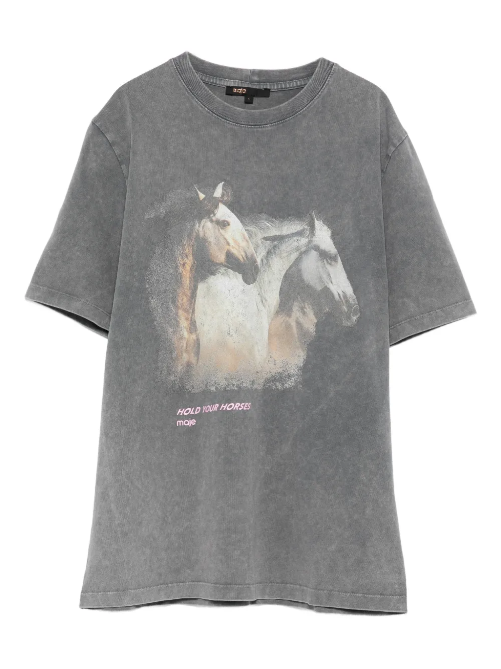 Maje playera con caballo gráfico estampado | gris | Image 1
