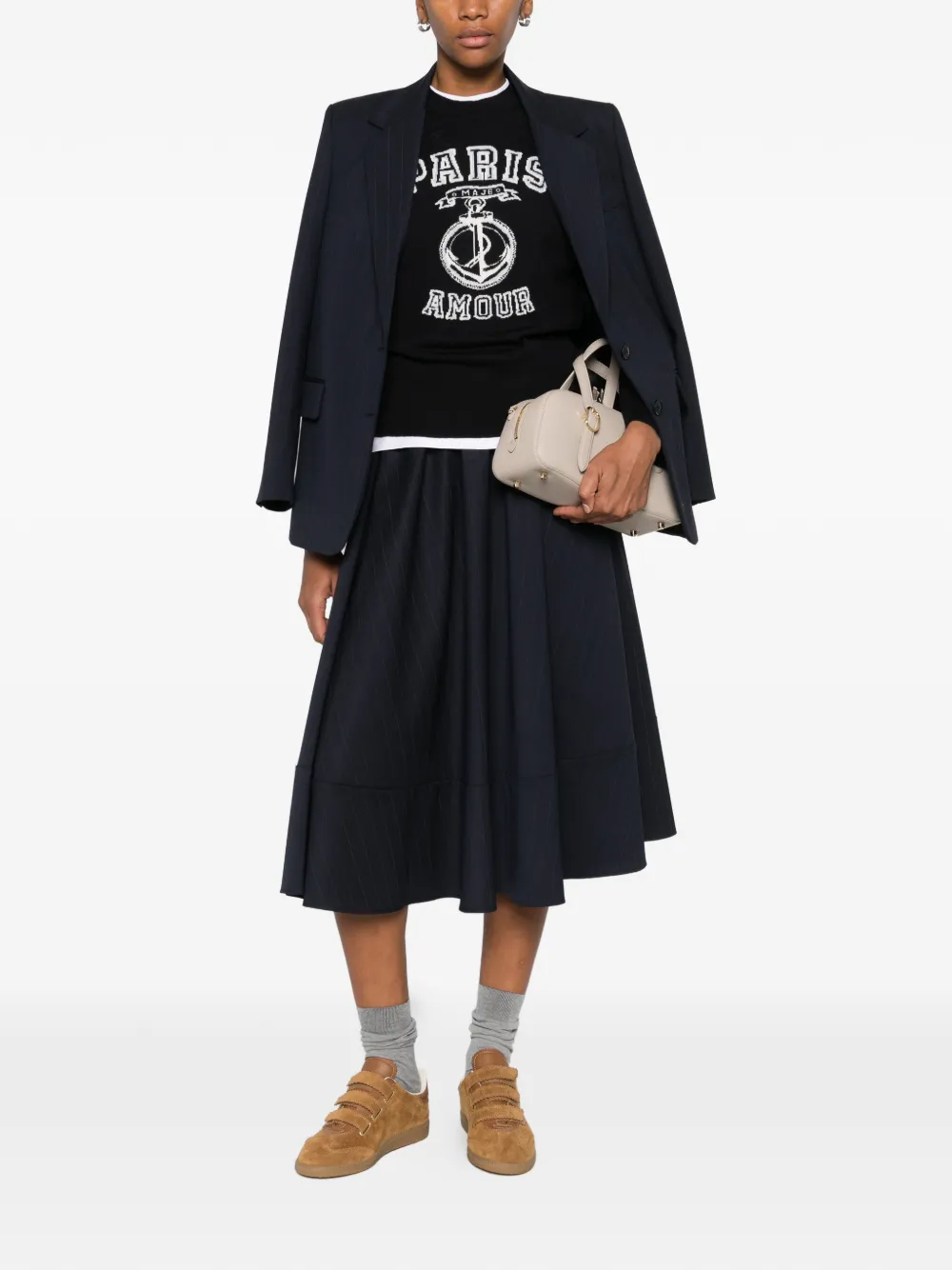  Maje Paris Motif Sweatshirt - Blue 