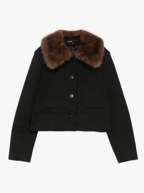 Maje cropped jacket with removable fur collar