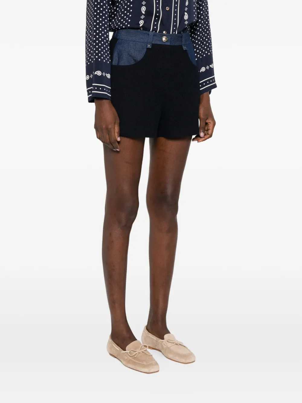 Maje Tweed shorts met zak Zwart