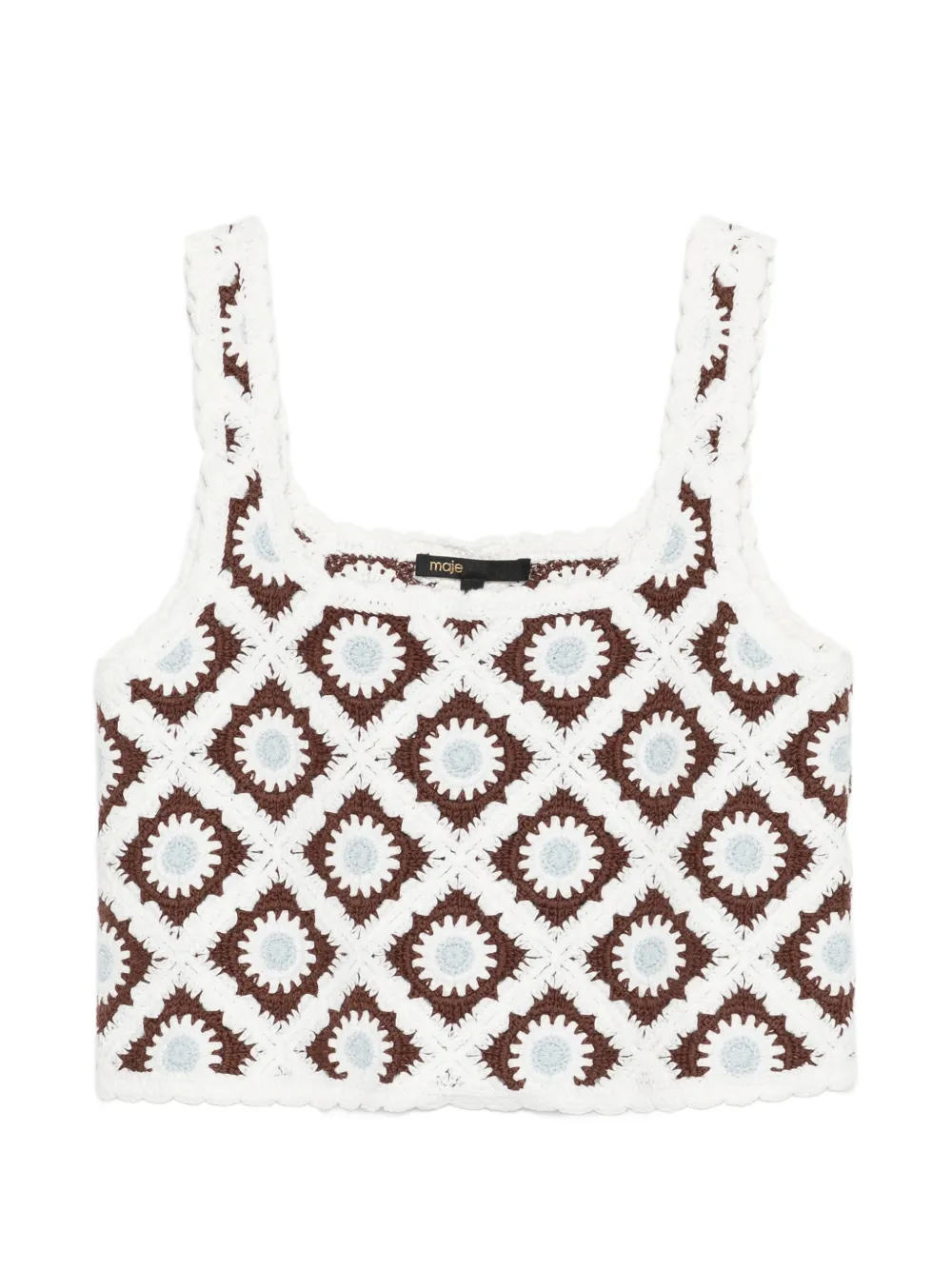 Maje Top con ricamo a fiori - Bianco