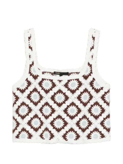 Maje floral-embroidered crochet top