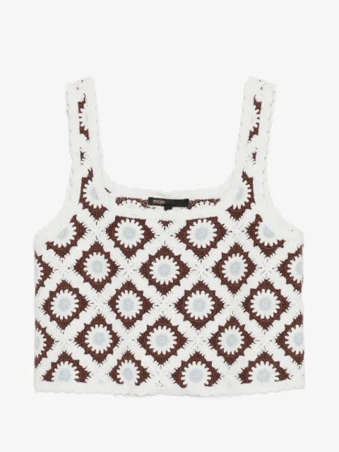 Maje top de crochet con bordado floral