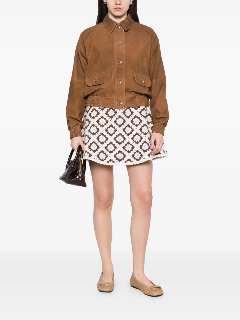  Maje Button Flap-pocket Leather Jacket - Brown 