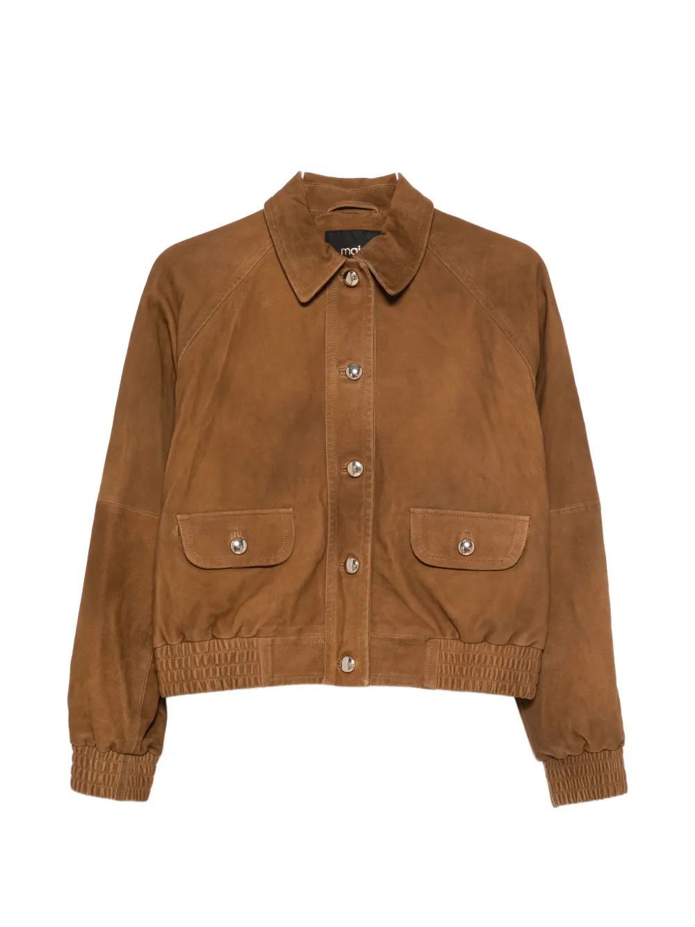 Maje button flap-pocket leather jacket - Marrone