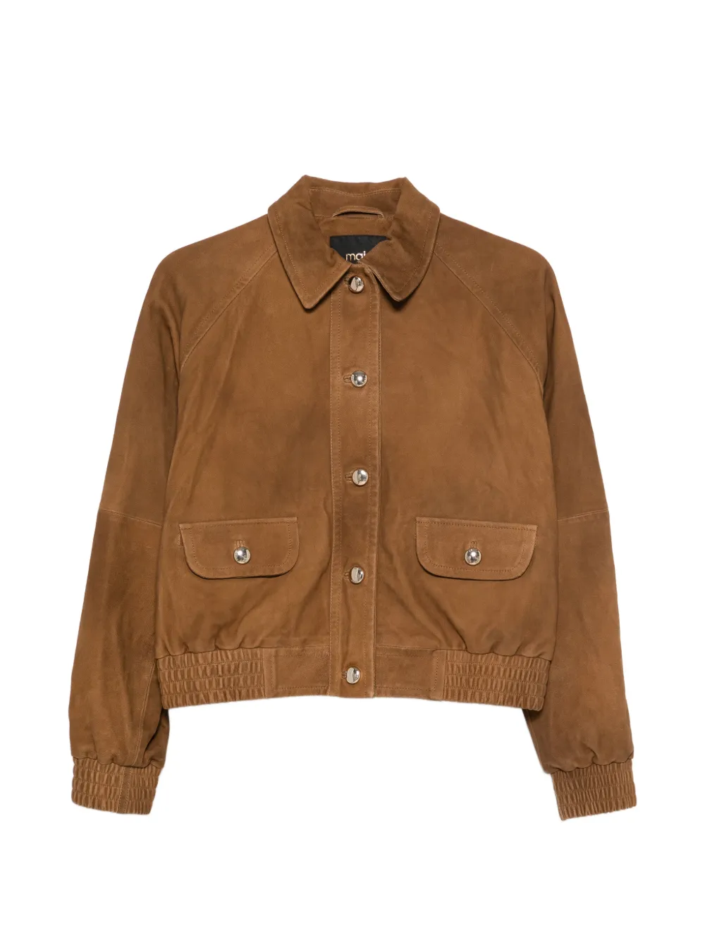 Maje button flap-pocket leather jacket - Marrone