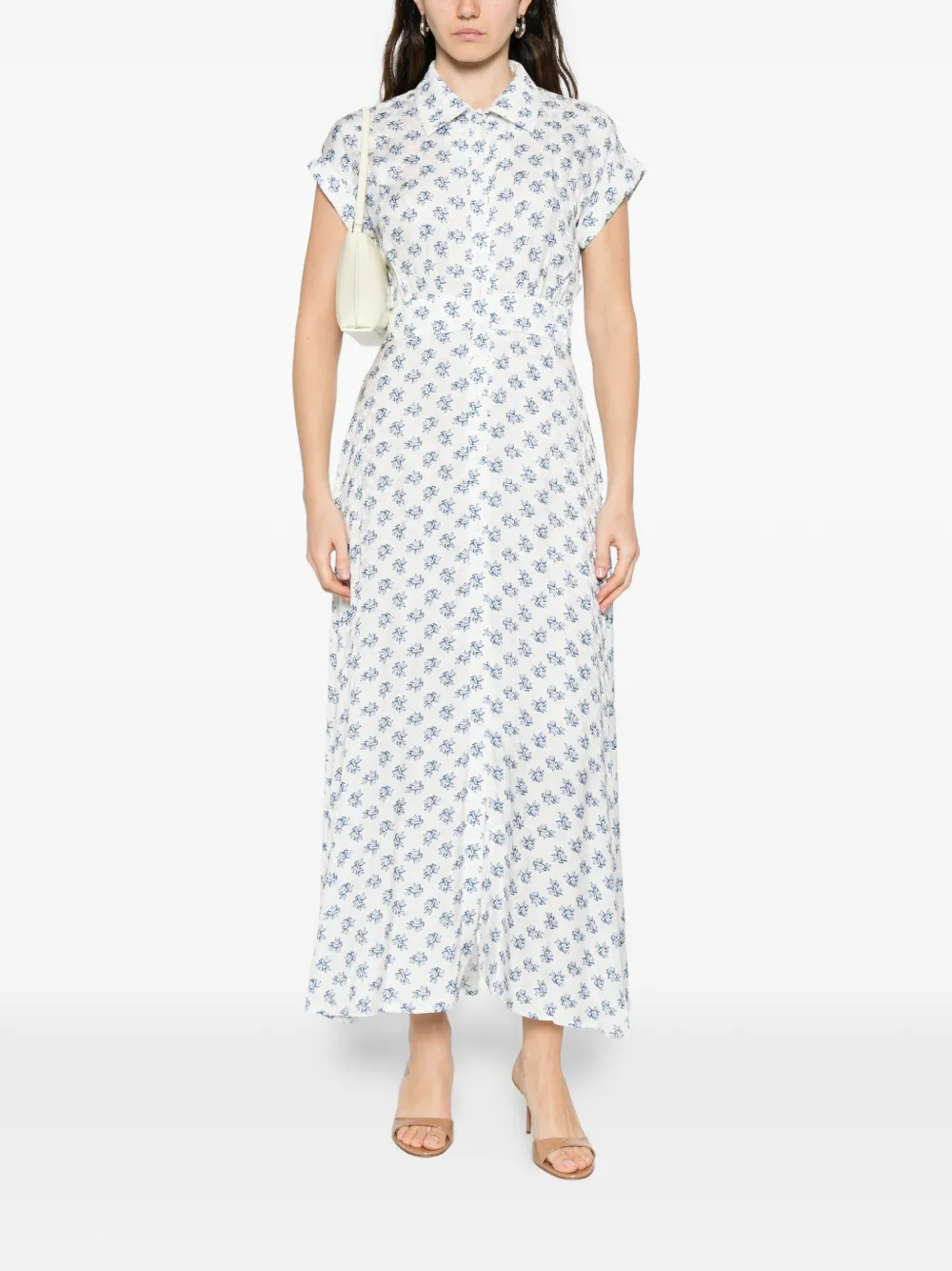  Maje Floral Button Maxi Dress - White 