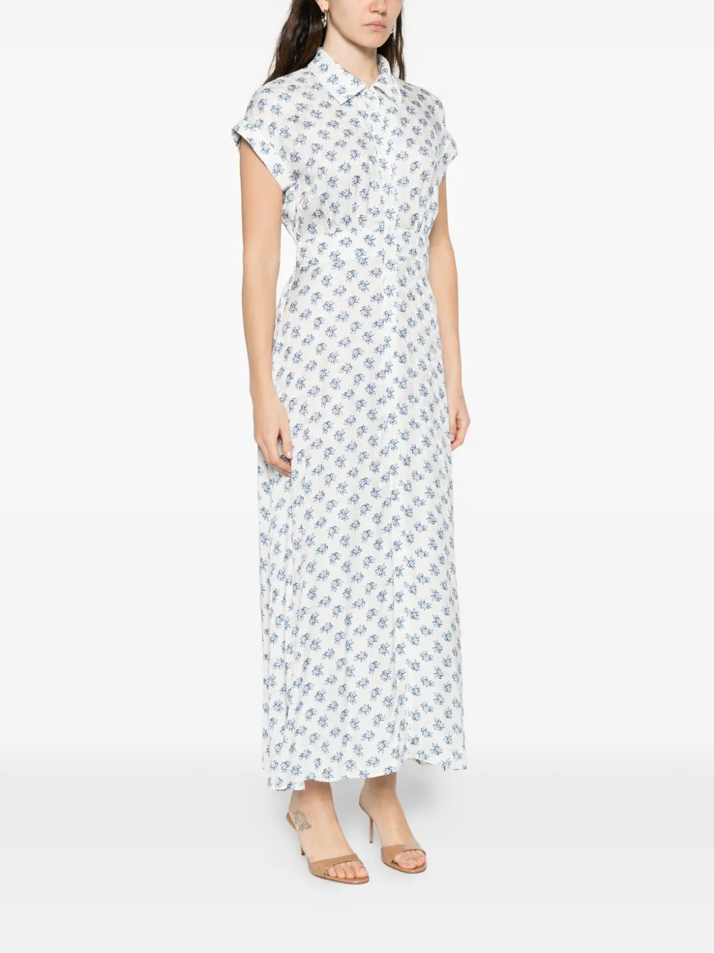  Maje Floral Button Maxi Dress - White 